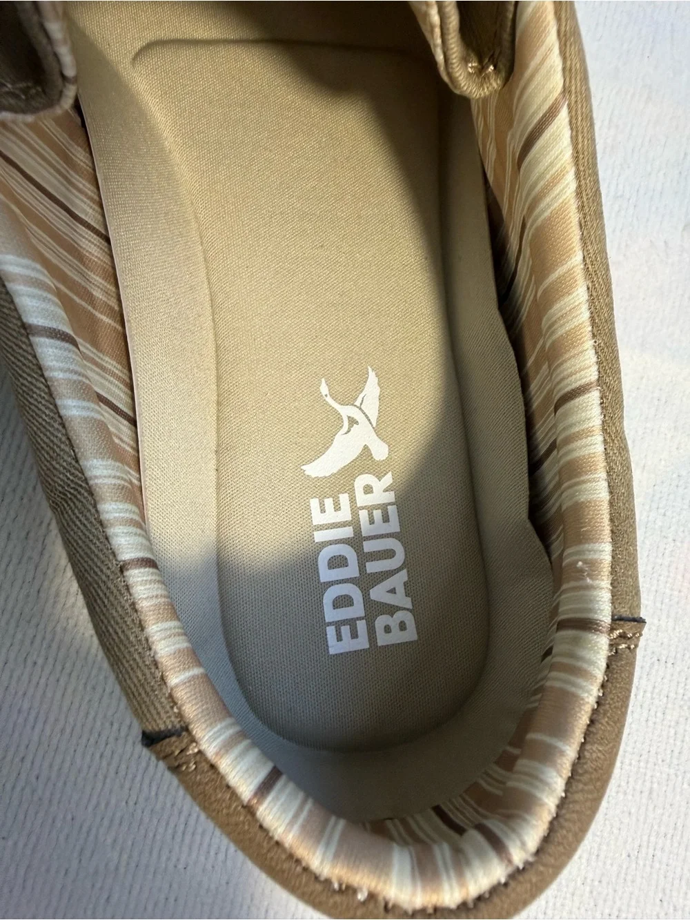 Eddie Bauer Men’s Brown Canvas Slip-On Loafers Size 9 NWOT Casual Comfort Shoes